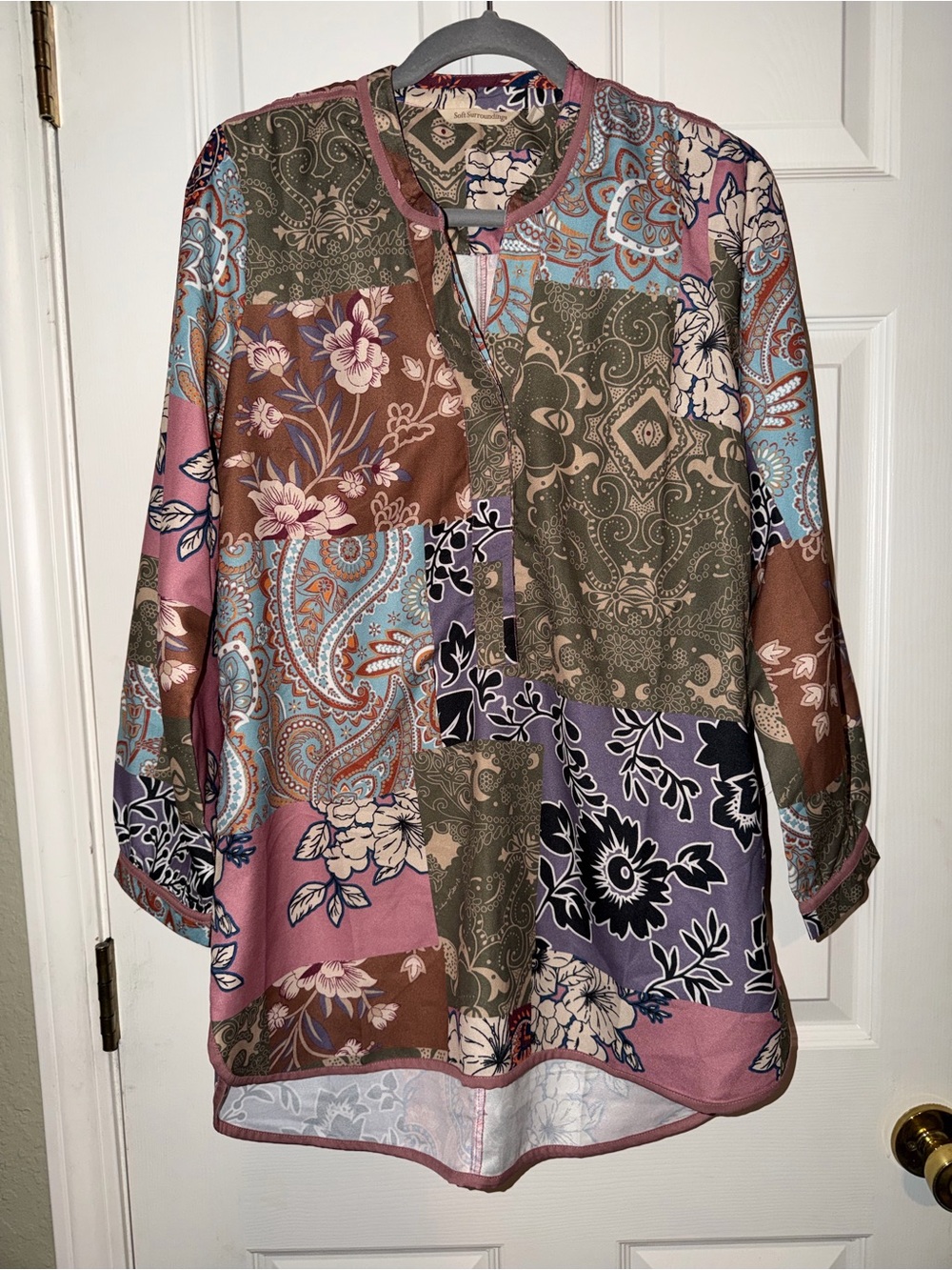 Soft Surroundings Alvadore Fleur Patchwork Paisley Floral Tunic